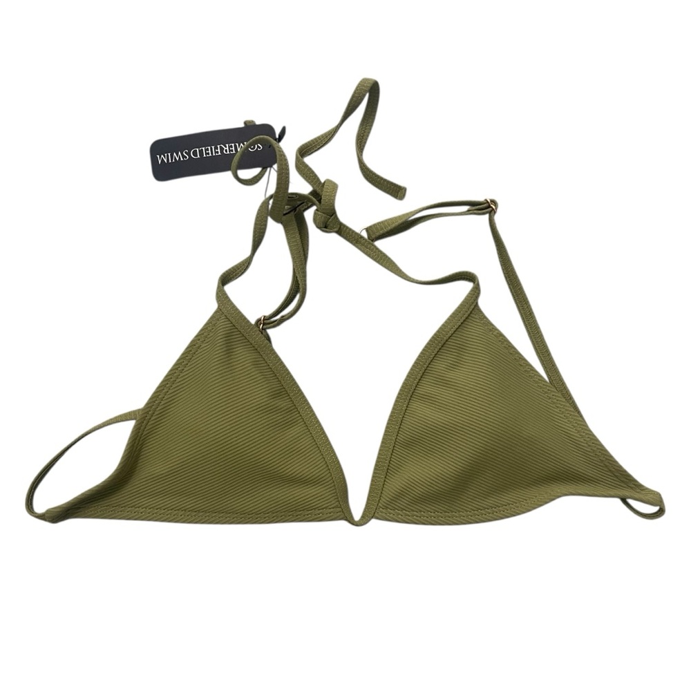 Somerfield Swim Olive Green Ribbed Triangle Bikini Top Size Medium NEW